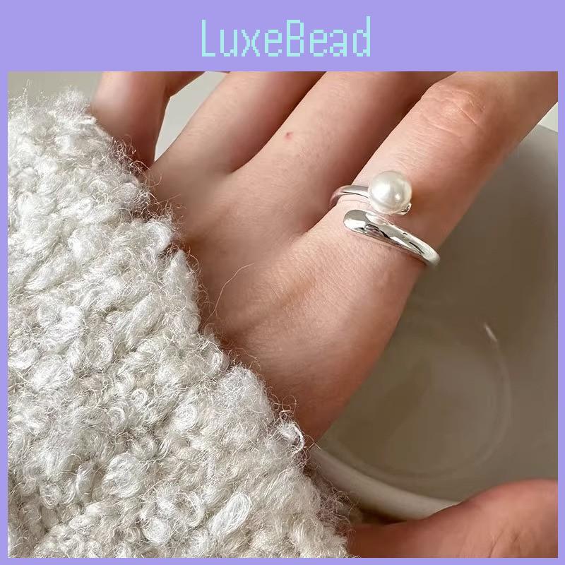 Elegant Geometric Open Adjustable Pearl Shell Ring For Women Fashionable Style