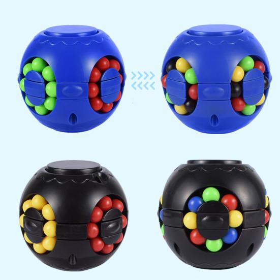 Rotatable Bean Ball Fidget Toy Stress Anxiety Relief Brain Teaser Rolling Bead Puzzle Spinner Ball Educational Toy Decompression Gadget