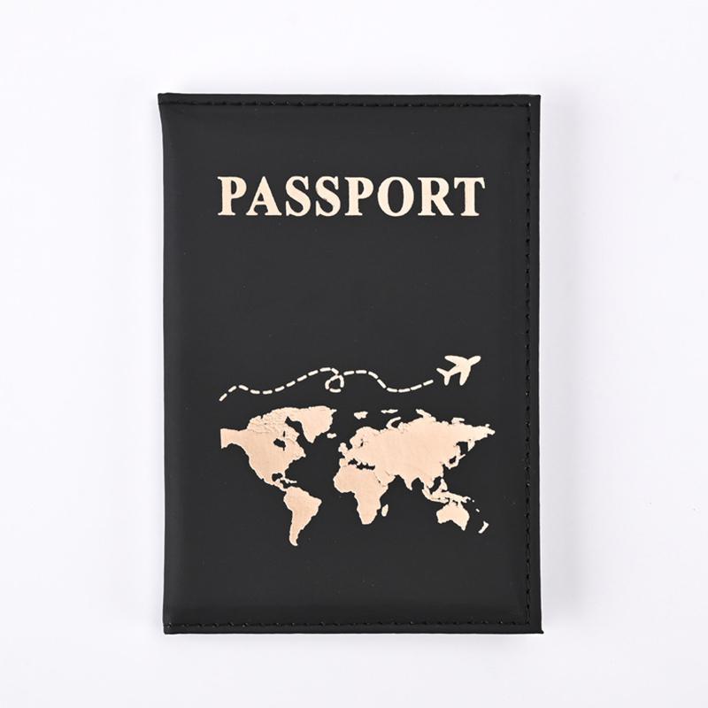 Fashion Passport Protective Cover Pu Leather World Pattern Travel Passport Holder Wallet Gift Card Case Cover Unisex Storage Bag