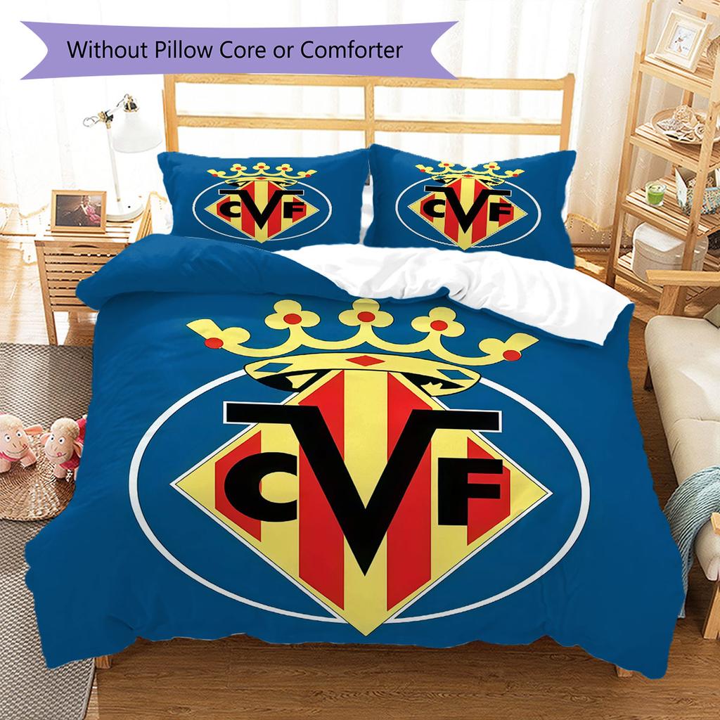 Villarreal logo Bedding Quilt Set Quilt Cover Pillowcase Home Decoration Birthday Gift (1 * duvet cover + 2 * pillowcase, without core)
