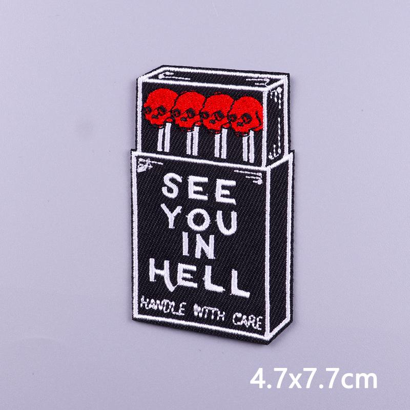 Punk Funny Skull Embroidery Patch Iron On Patches For Clothing Thermoadhesiv Patches On Clothes Fusible Badges Sewing Applique