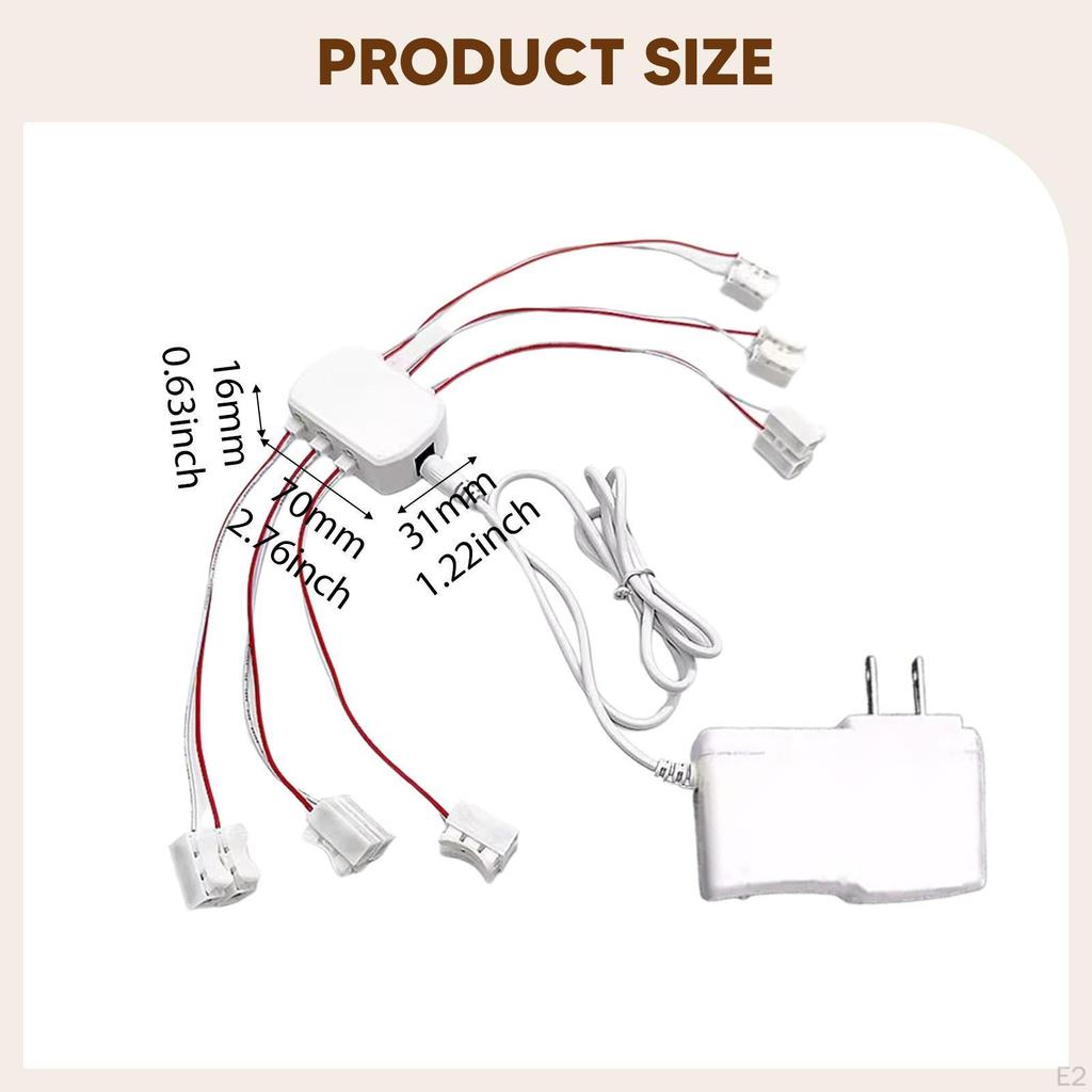 3V 2A Power Supply Cable 6 Ports Miniature Lighting Wiring US Plug for Model Lights
