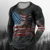 Vintage Men's Long Sleeve T-Shirt Print Tees Animal Eagle Pattern Sweatshirt T-Shirts For Men Clothing Casual Oversized Tops 5xl