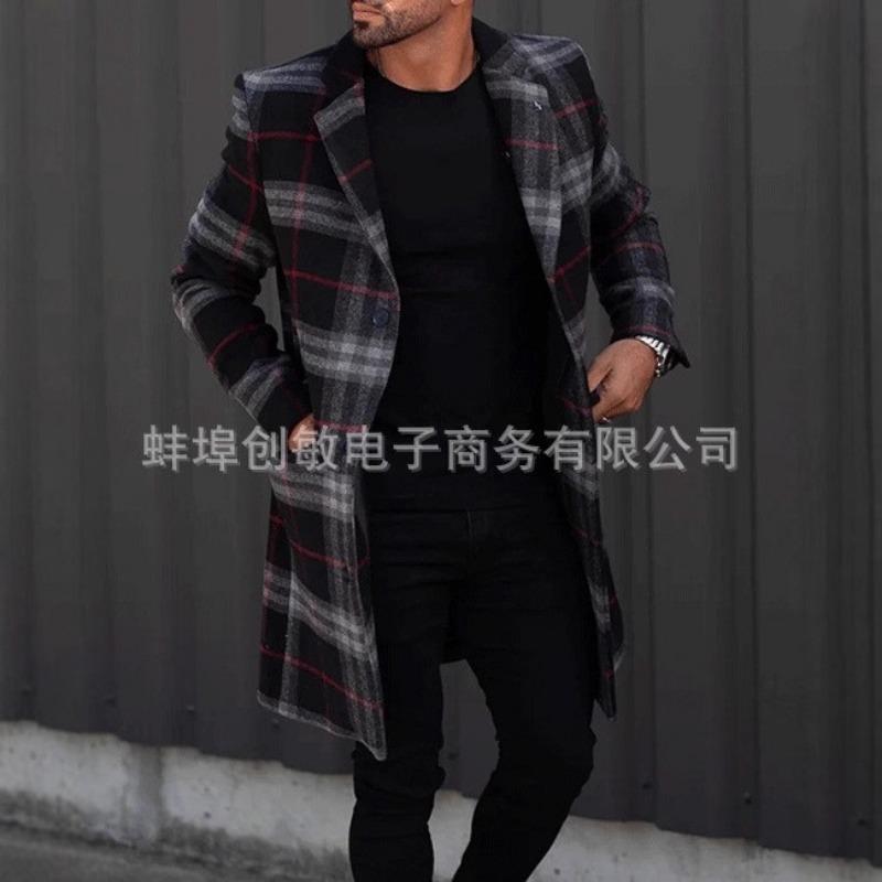 2025 Suit Collar Pocket Men's Coat Jacket Men's Large Size Windbreaker Autumn and Winter Woolen Coat