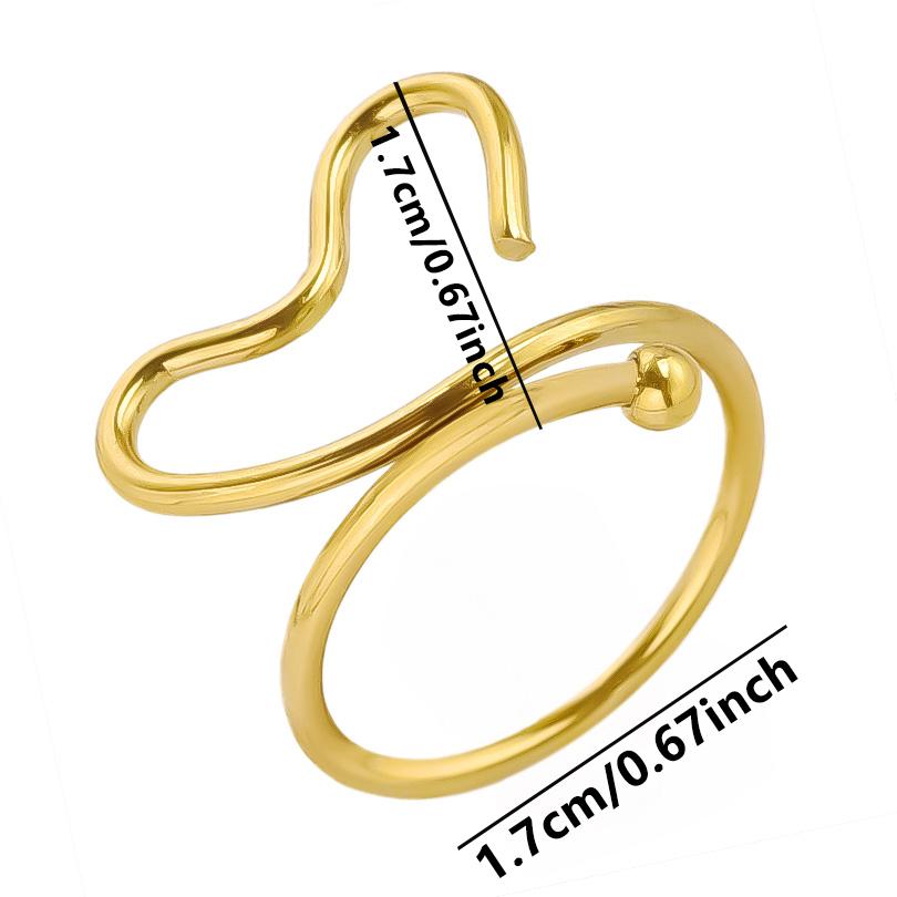 1/5Ppcs/Lot Real Gold Plated Stainless Steel Rings For Women Men Accessories Open Adjsutable Chunky Butterfly Heart Ring Anillos