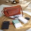 New Handmade Old Vegetable Tanned Soft Cowhide Retro Literary Mobile Phone Bag Simple Leather Shoulder Crossbody Small Bag Women