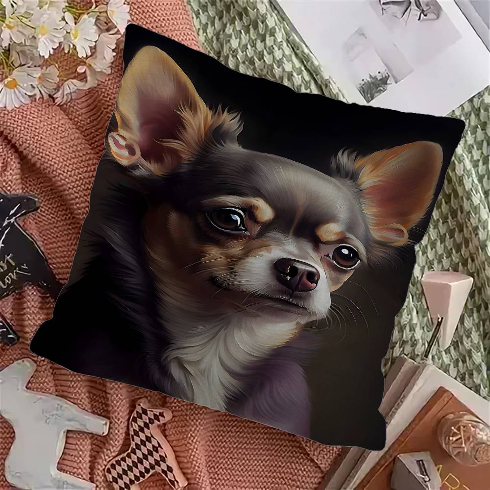 Cute Cartoon Chihuahua Dog Personalized Pillow Cover Kids Bedroom Wild Party Decor Pillowcase Kid Birthday Shower Gift