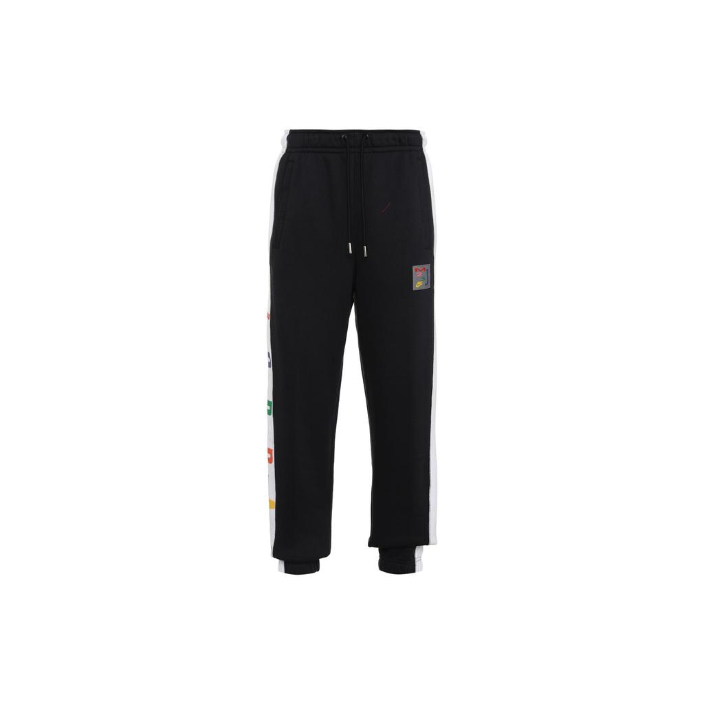 Jordan Multi Label Fleece Lined Thermal Cuffed Retro Sports Pants Knitted Sweatpants Men's Black CT6334-010