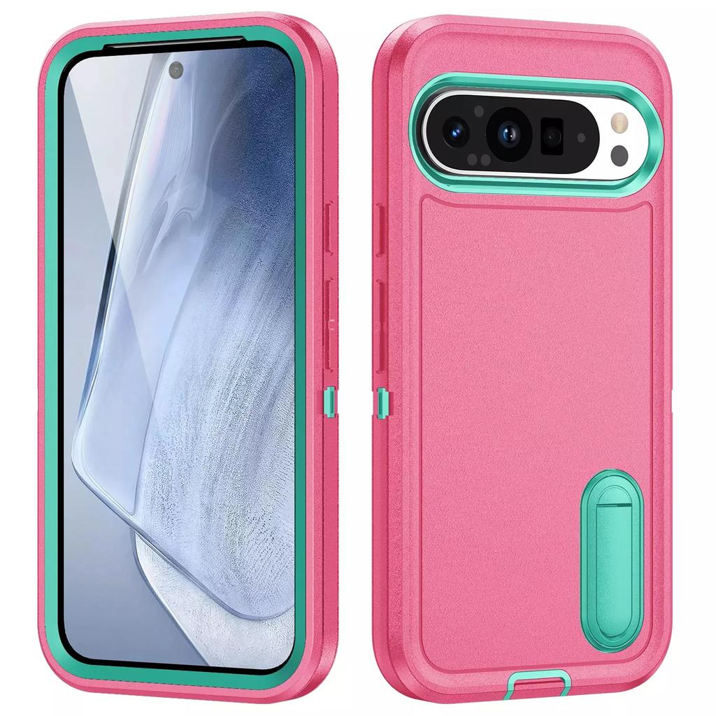 Coque robuste en silicone à armure lourde pour Google Pixel 9 /9 Pro / 9 Pro XL Robuste Protection Lourde avec Support Housse antichoc