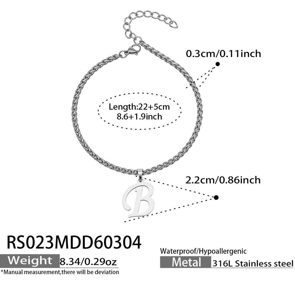 26-Letter Pendant Anklet: Stainless Steel Simple Design Foot Jewelry