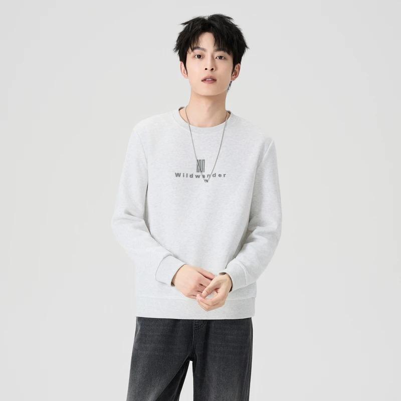 Fashionable Men's Round Neck Sweatshirt Winter New Super Soft and Skin-friendly Inner Long-sleeved Letter Printed Casual Top