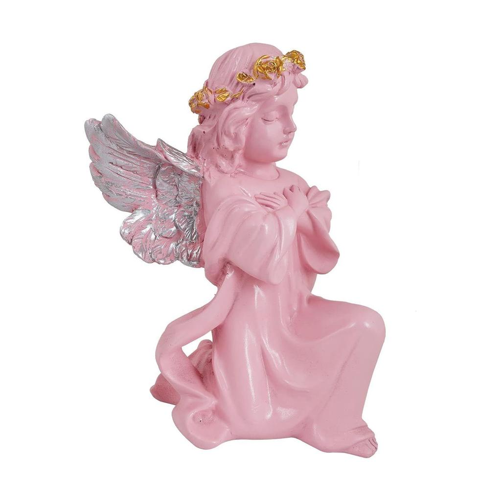 Home Decor Showpiece | Winged Girl Statue for Home Decor Item | Fairy Girl Statue for Home Shelves Decor Showpiece (Angel Pink BS)
