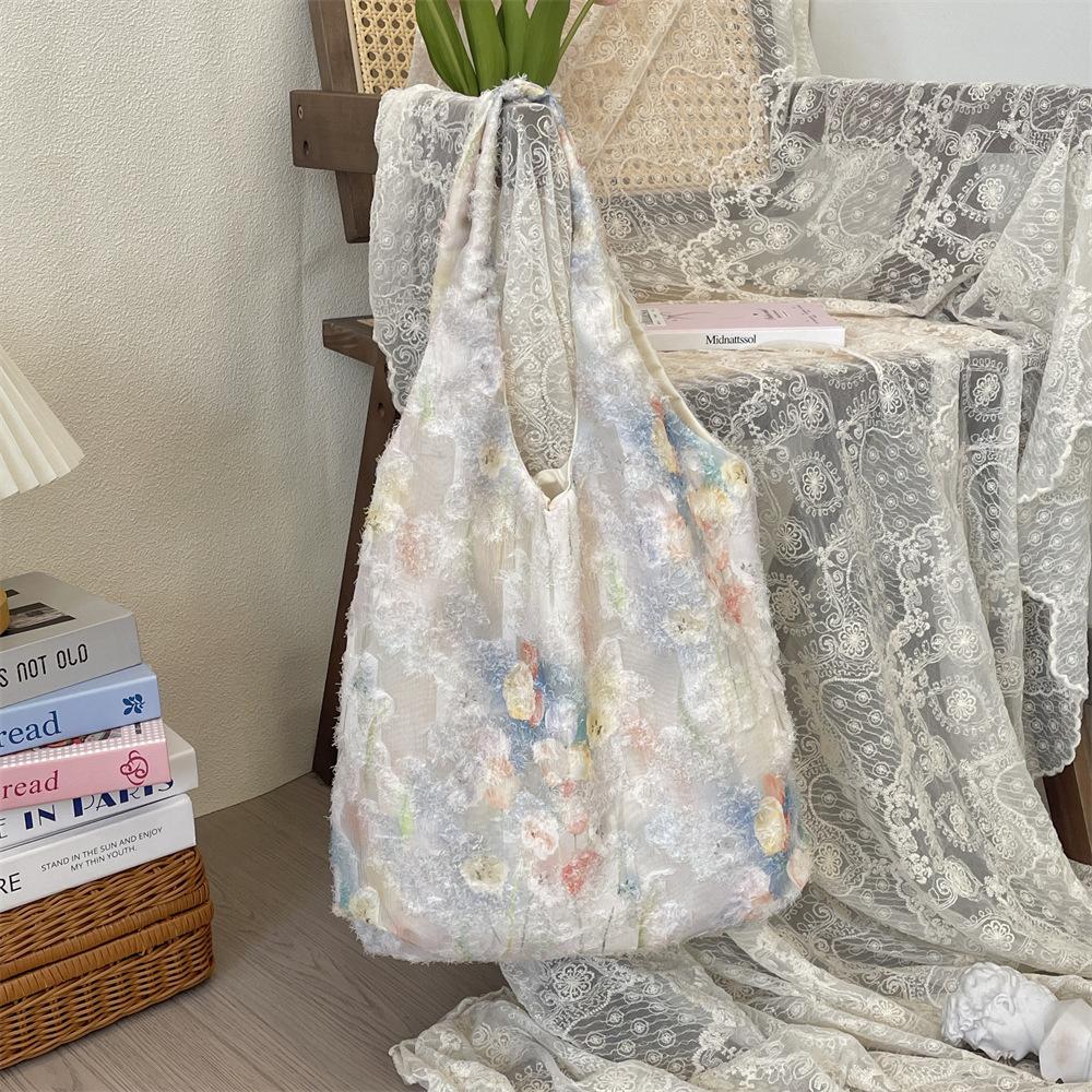 Klein frisch und sanft Wind Fee Chiffon Canvas Tasche Tulpe Damen Schulter Weste Tasche große Kapazität tragbar