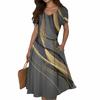 Women's Summer Casual Print V-Neck Short Sleeve Dress With Pockets