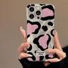 Sweet and cool black pink leopard print is suitable for iPhone17promax Apple 16IMD feather yarn mobile phone case 14/13 large hole 15.