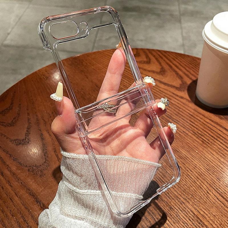 

Transparent Folding Case For Samsung Z Flip7 Flip6 Flip5 Flip4 Flip3 Fold5 Moto Razr 40 Ultra PC Flip Folding Shockproof Clear Phone Cover Samsung Z Flip6 чистый
