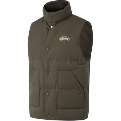 Li Ning Anti-Five Serie Comfortabel Casual Opstaande Kraag Letterprint Eenvoudig Vest Heren Vesten Leisteenbruin AMRU013-5