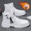Men Retro Motorcycle Boots Autumn Winter Fashion British Style Plush Comfortable Short Boots Outdoor Travel Sports Leisure Shoes