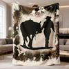 2026 Latest Flannel Blanket Rustic Cowboy and Bull Print Flannel Blanket Soft, Machine Washable, Digital Print, TearResistant, Versatile AllSeason Use