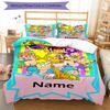 3ks Personalizovaný set povlečení Rugrats s vlastním jménem Uzavírání na zip Zahrnuje 1 povlak na přikrývku & 2 povlaky na polštář, Měkký a pohodlný pro všechna roční období.