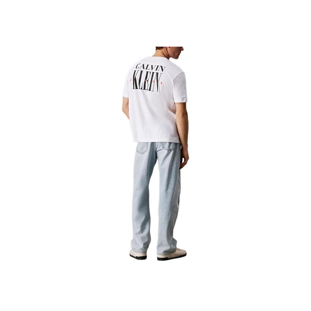Calvin Klein Short Sleeve Letter Round Neck T-Shirt Men Tops White J30J327473-YAF