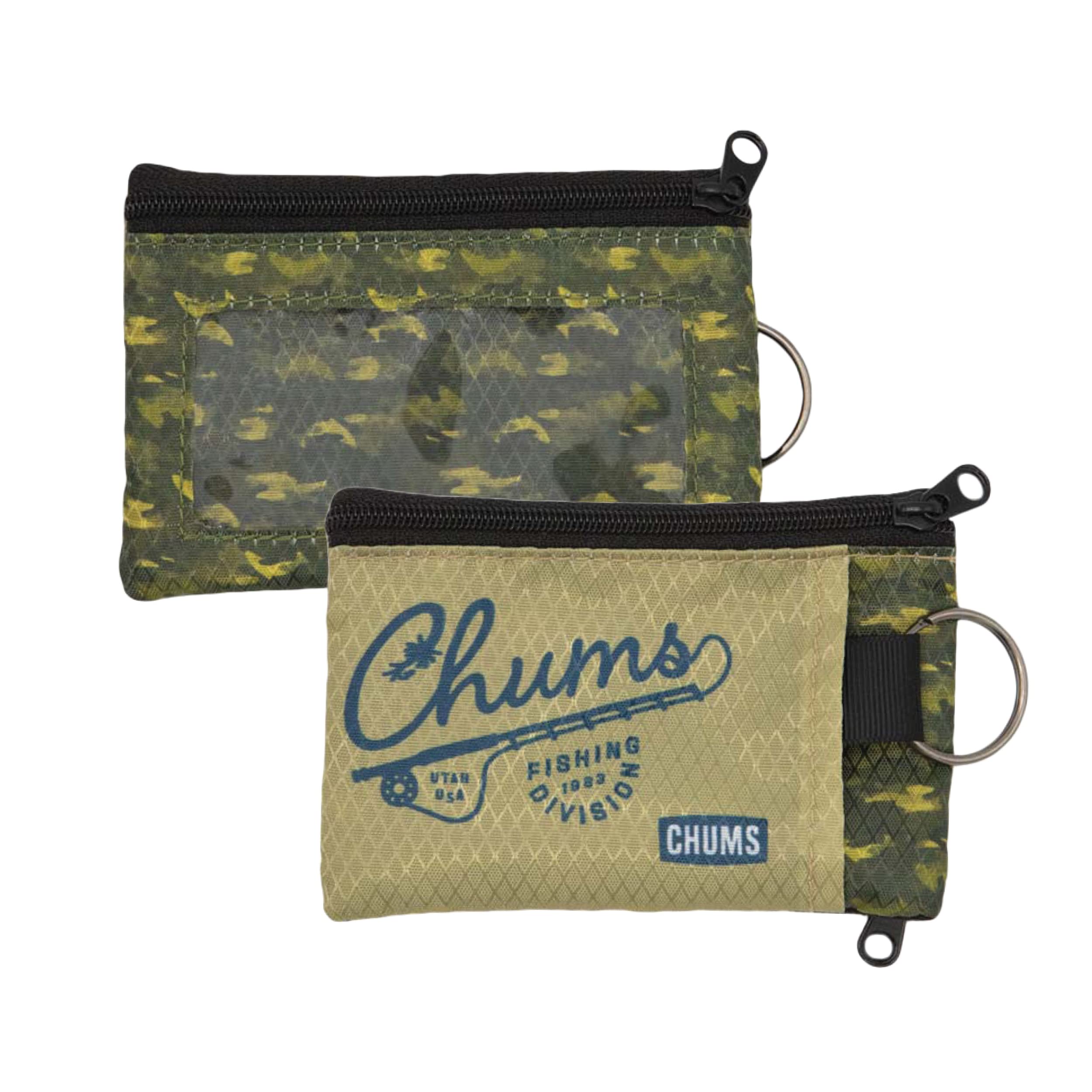 

Гаманець Chums Surf Shorts Легкий мінімалістичний гаманець на блискавці з прозорим ідентифікаційним віконцем Водонепроникний з брелоком камуфляж - - (Зелена риба)