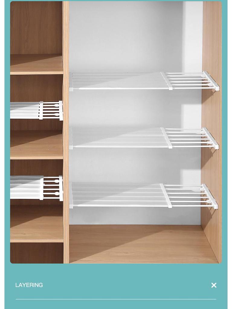 Extendable Nail-Free Layered Storage Dividers for Wardrobes, Cabinets, and Bathrooms