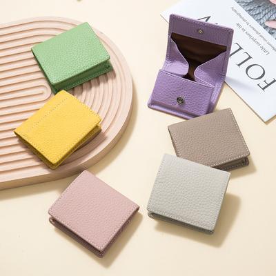 New Japanese-style First-layer Cowhide Mini Small Wallet, Women's Buckle Coin Bag, Small Change Bag