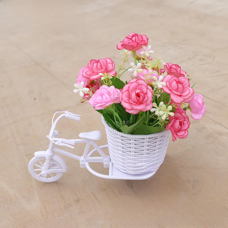 ოთახის ხელოვნური ყვავილების ნაკრები: პატარა ქოთნის ორნამენტები სახლისა და მანქანის დეკორაციისთვის