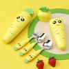 Set di Forchetta e Cucchiaio in Acciaio Inossidabile con Manico a Forma di Carota per Bambini