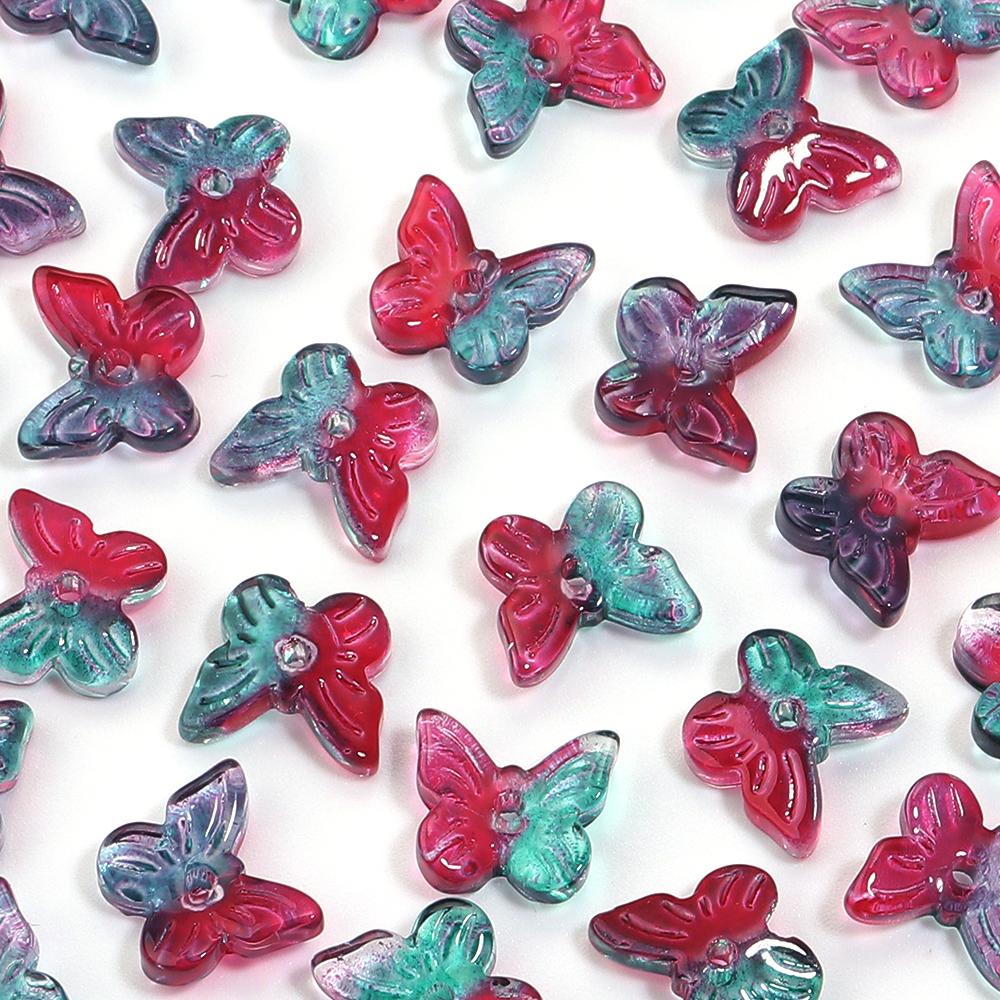 50pcs/lot Colorful Butterfly Czech Glass Beads Lampwork Spacer Beads For Jewelry Making DIY Bracelet Clothing Headwear Findings