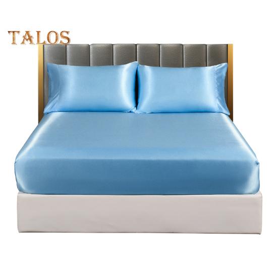 Solid Color Satin Sheet Glossy Bed Sheet Pillowcases Wrinkle-Free Cooling Silky Fitted Sheet Pillow Cover for Twin Full Queen King Size