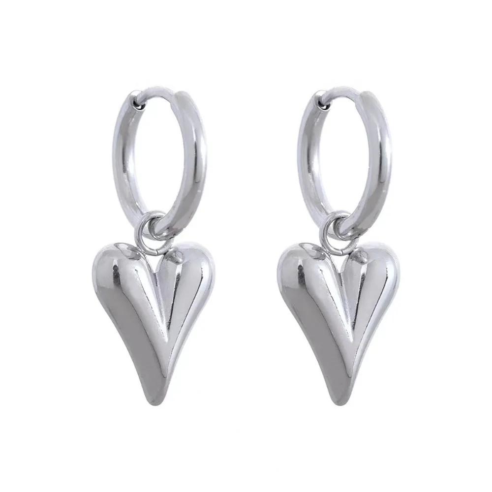 Charm Fashion Heart Stud Earrings for Women Luxury Gold Color Stainless Steel Korea Earring Jewelry Accessory Gift Colorfast