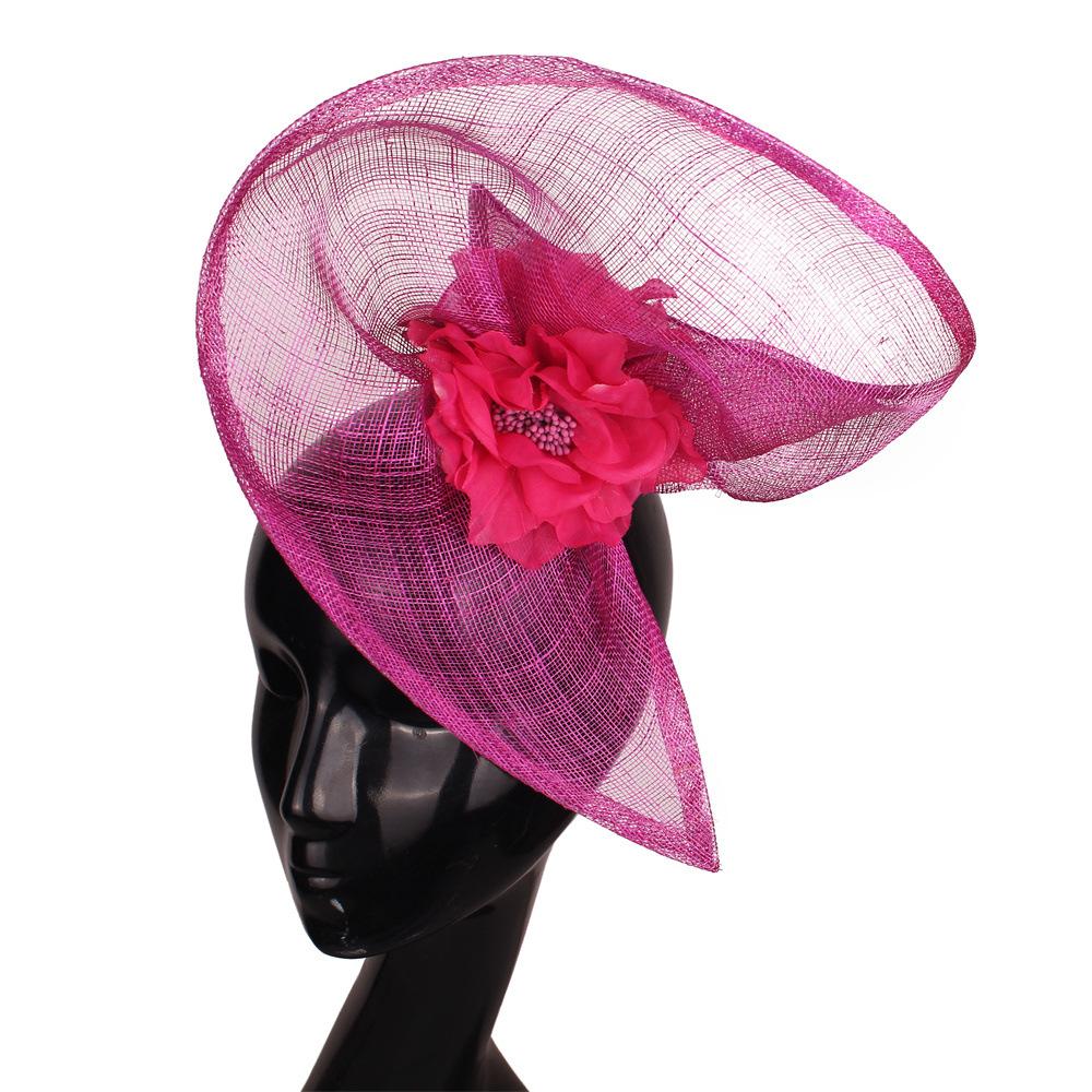 

European And American Style Simulation Feather Flower Headdress Retro Light Pink Top Hat Hemp Yarn Headband Hairpin