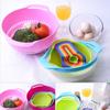 10PCS Mixing Bowl Set Measuring Spoon Set Coloful Sieve Colander Strainer Bowl Salad Bowl With Handle for Kitchen