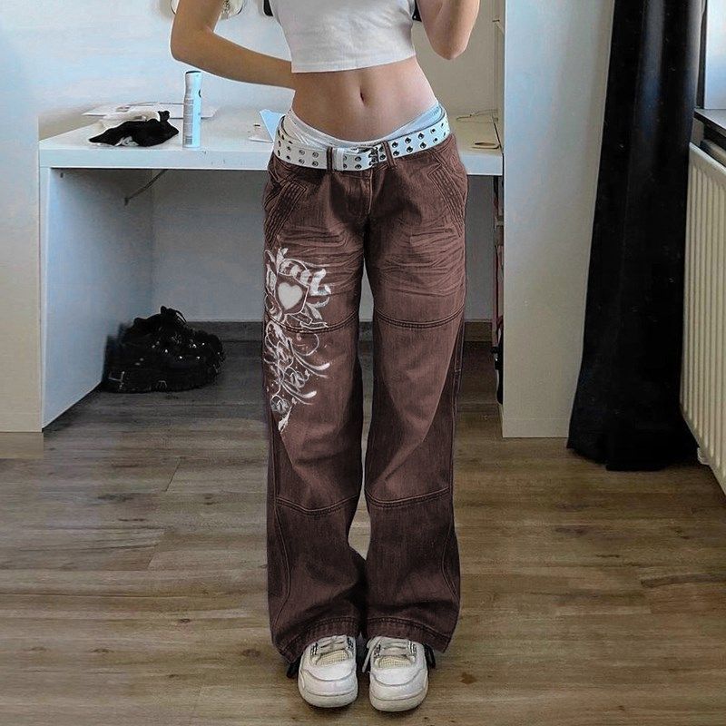 Harajuku Grunge Vintage Low Waisted Cargo Pants Y2K Aestheti