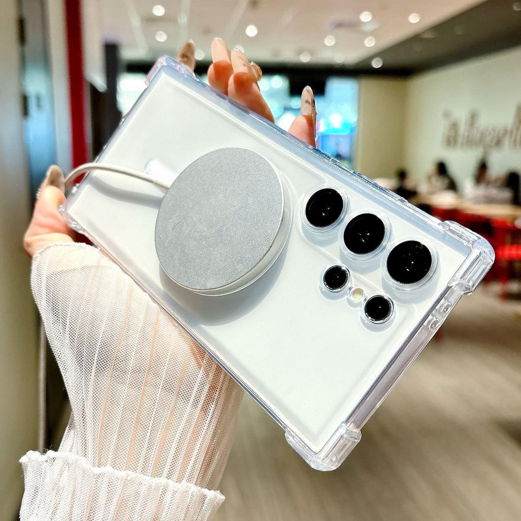 For Magsafe Clear Shockproof Silicone Case For Samsung Galaxy S25 S24 S23 Plus Ultra FE Magnetic Camera Protection Soft Cover
