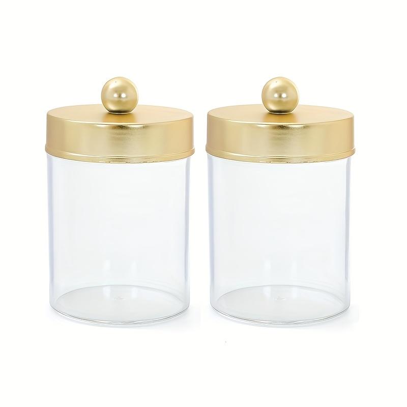 1/2pcs Acrylic Clear Cotton Swab Storage Tank Desktop Cosmetics Organizer Makeup Swab Organizer Box with Lid
