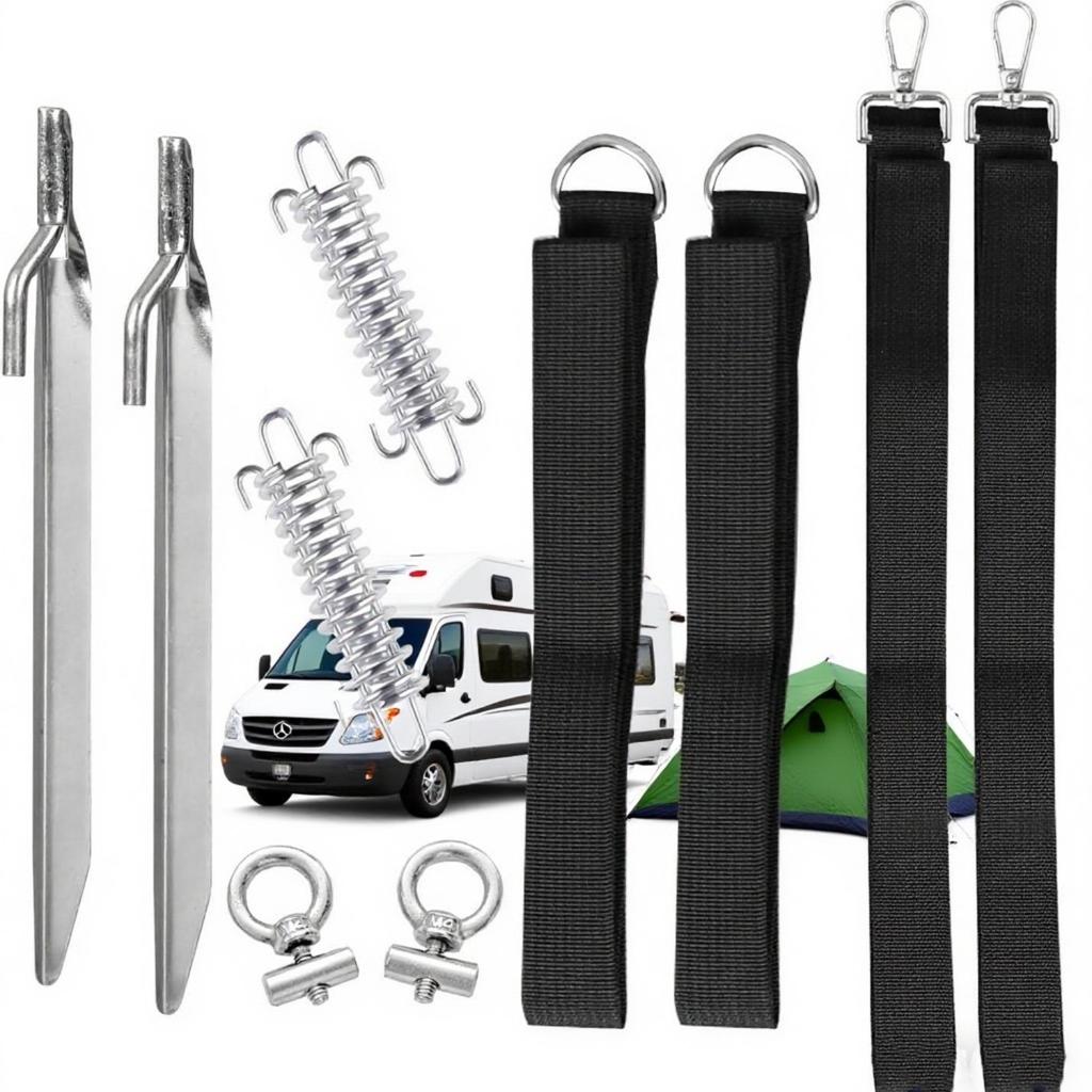 RV Tent Windproof Fixed Set Windproof Tent Line + Tent  Fixing Clips For Outdoor Camping Tents Sun Shades RV Awnings And Hiking