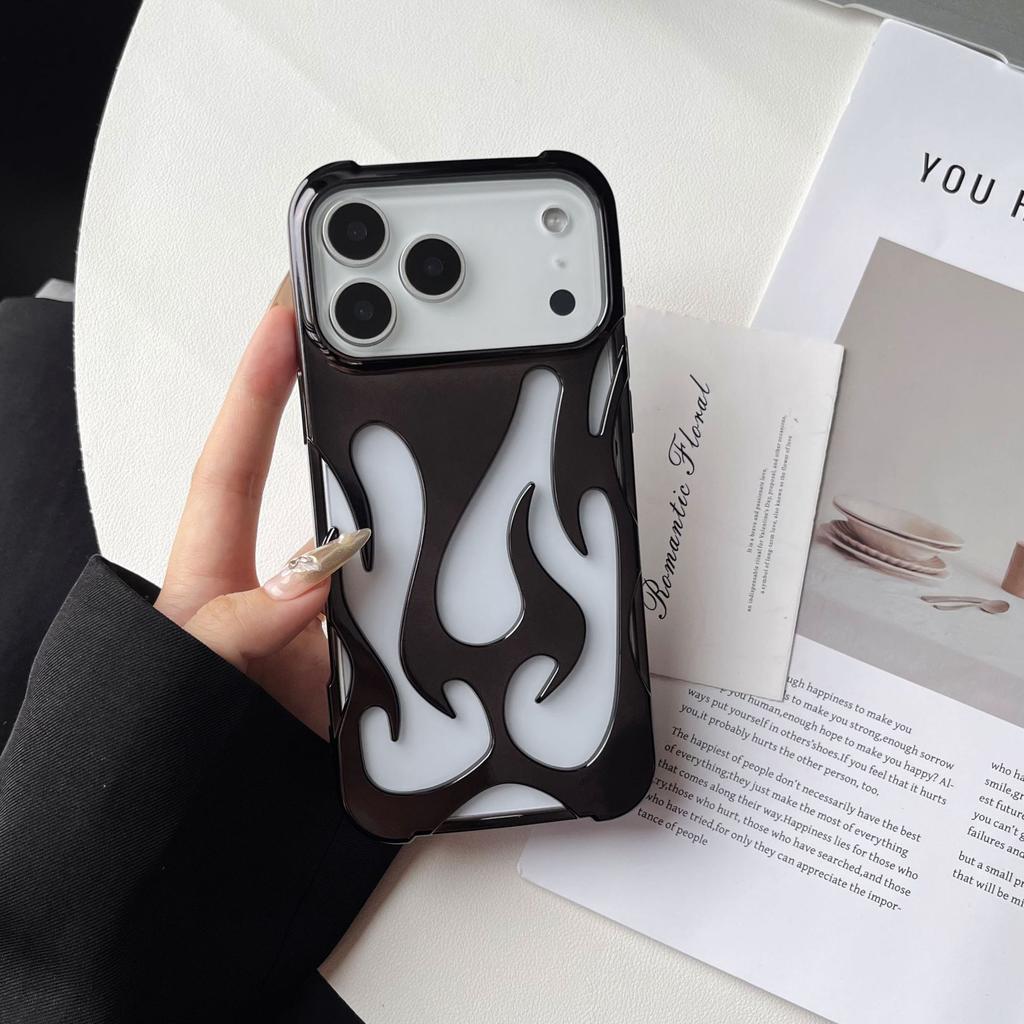 Flame Electroplated Hollow Phone Case for iPhone 17 Pro Max Full Protective Cover