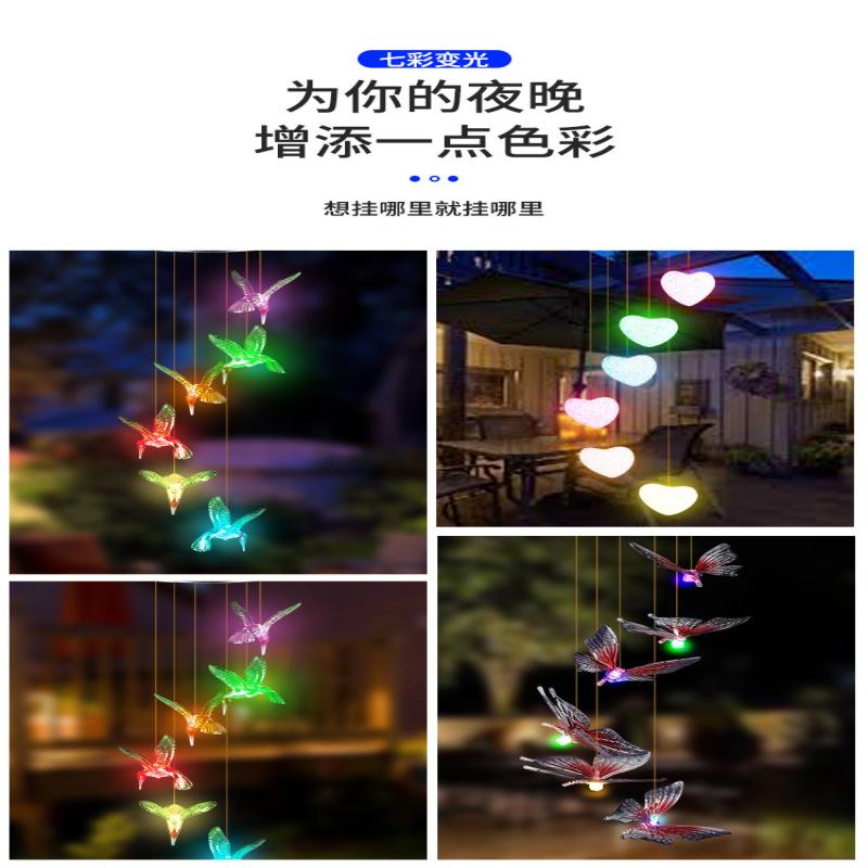 Μπλε Κουδούνια του Ανέμου Παραγωγή Ηλιακής Ενέργειας Για Αυλή Εξωτερική Διακόσμηση Κρεμαστό Κουδούνι του Ανέμου Ηλιακό Κουδούνι του Ανέμου με Κολίβριο