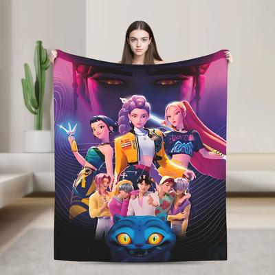 Mantas Super Cálidas de Cazadores de Demonios K-Pop para Viaje en Avión, Ropa de Cama de Felpa, Mantas Mullidas para Sofá, Silla, Colcha de Franela, Cubre Sofá Cama