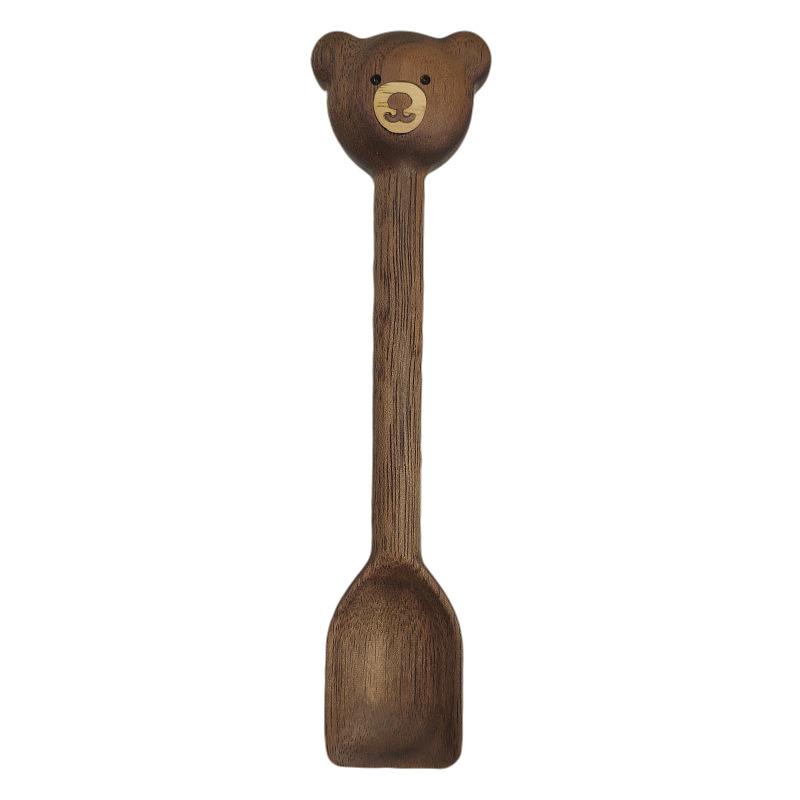 Bear Cutlery Wooden Spoon Tableware Walnut Coffee Spoon Handmade Honey Spoon Jam Spoon Kitchen Accessories Eco Friendly Products