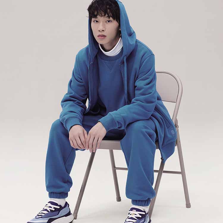 Li Ning China Color Series Solid Color Pullover Sweatshirt Men Sweatshirt Deep-Blue AWDT965-6