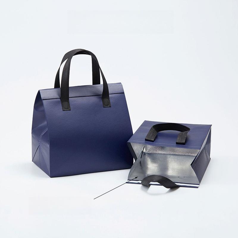 Non-woven Insulation Tote Bag Portable Cake Dessert for Drinks Package Cold Delivery Pouchs Takeout Aluminum Foil Bags Suitable for Picnicking Camping
