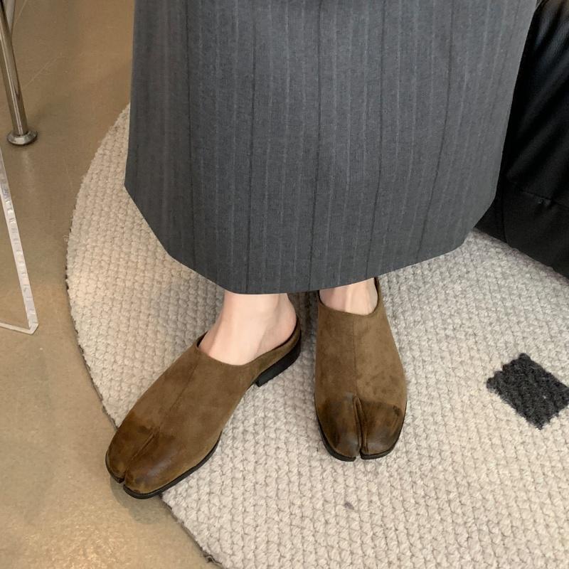 Fashion Bailamos Brand New Women Split Toe Slippers Tabi Ninja Slip On Flats Round Toe Shallow Lazy Boat Mules Shoes Soft Loafers Soft M