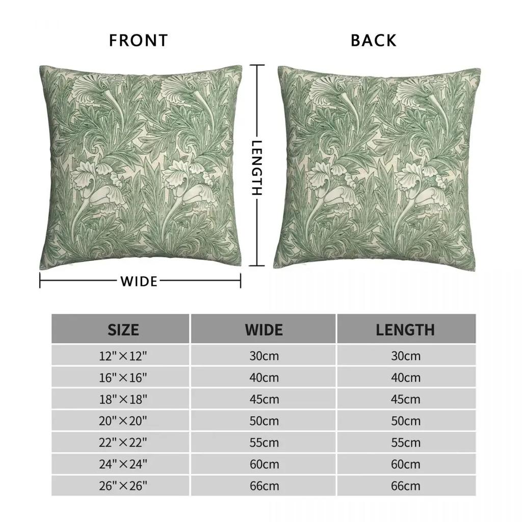 William Morris Tulpenmuster Salbeigrün Kissenbezug Bedruckter Stoff Kissenbezug Dekorationen Überwurf Kissenbezug Bezug Zuhause Reißverschluss