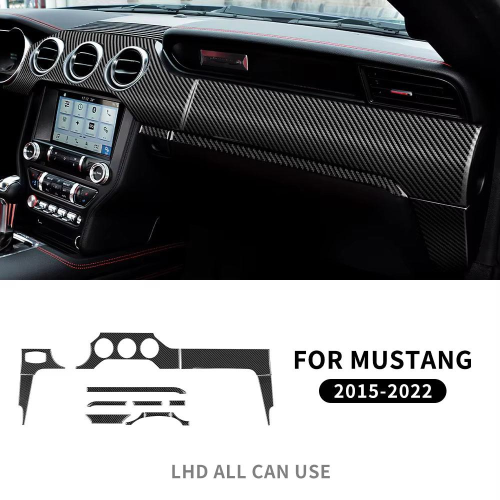 

Sticker For Ford Mustang 2015 2016 2017 2018 2019 2020 2025 2025 Real Carbon Fiber Car Dashboard Panel Interior Trim RHD LHD