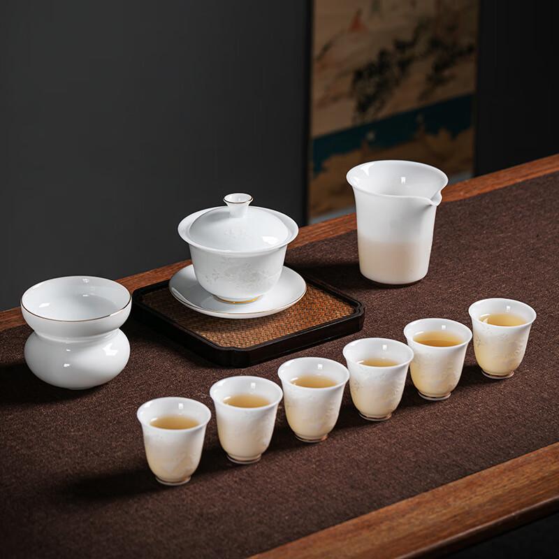 Ice Jade Porcelain Gongfu Tea Set with Gift Box
