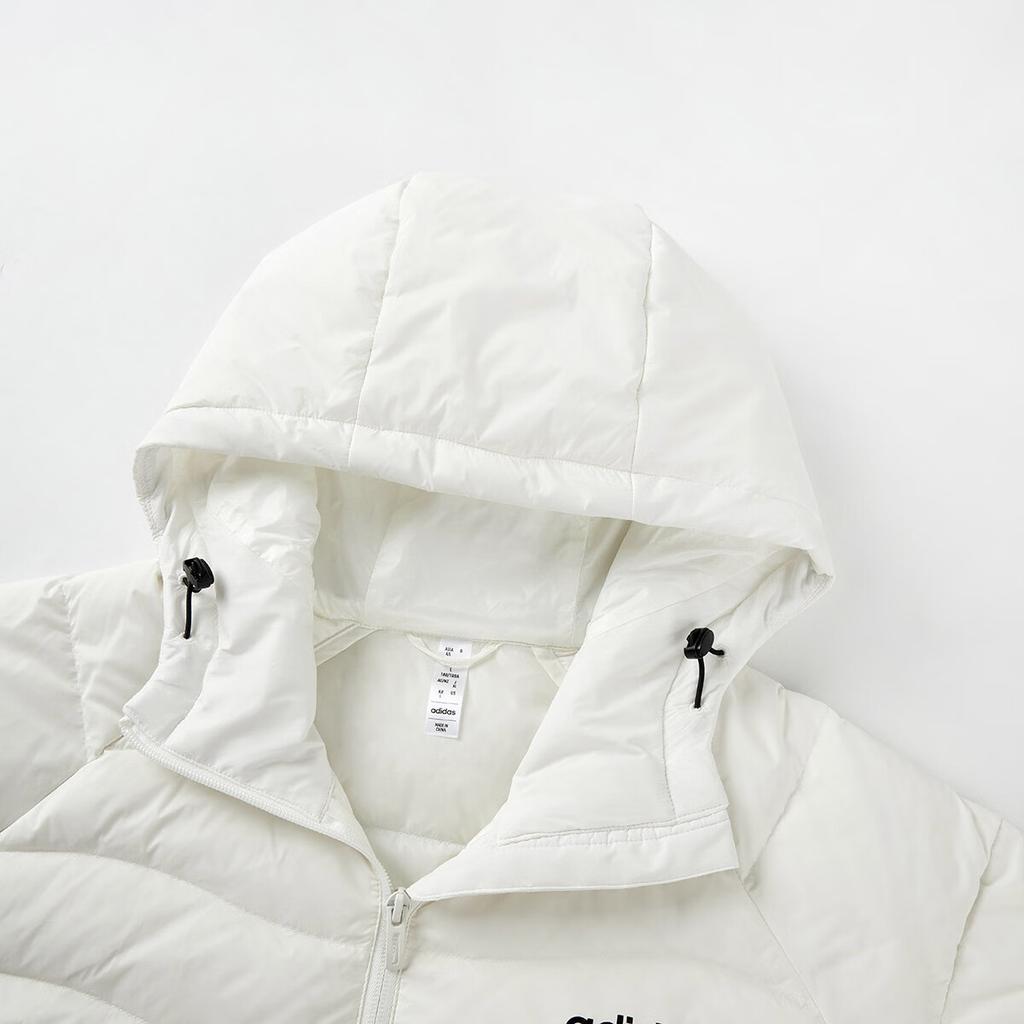 Adidas FW24 Lightweight Hooded Down Jacket Outdoor Training Windproof Warm Short Unisex Jackets Han-Jade-White JW1681